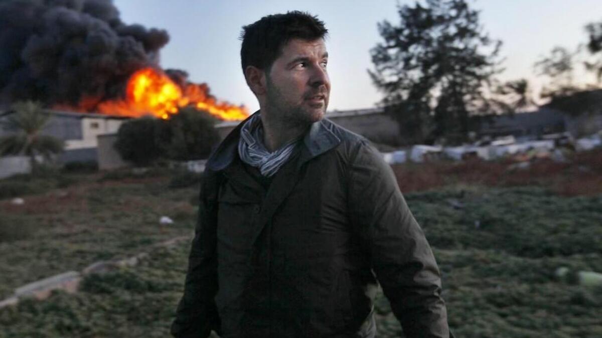 Chris Hondros is photographed April 18, 2011, in Misurata, Libya, two days before he was killed.