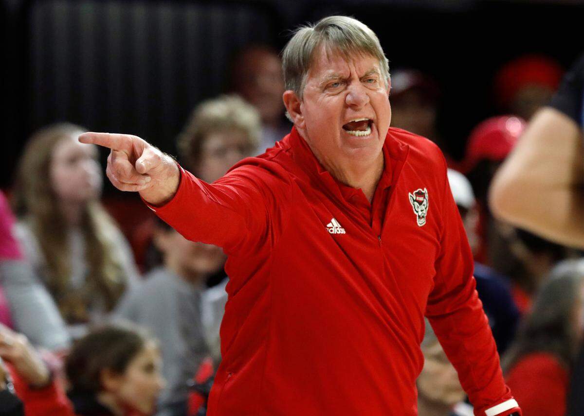 N.C. State head coach Wes Moore reacts on the sideline during the second half of the Wolfpack’s 88-80 win over Florida State on Thursday, Jan. 4, 2023, at Reynolds Coliseum in Raleigh, N.C.