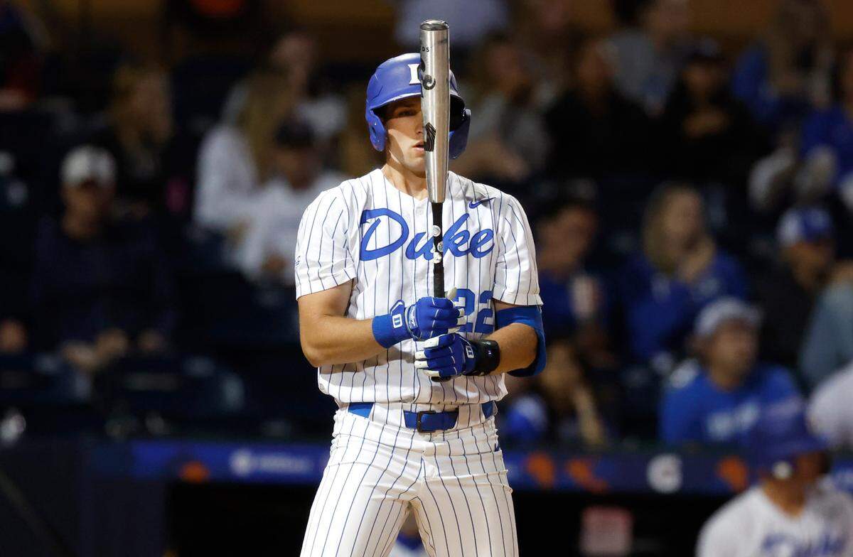 Duke’s Jay Beshears (22) gets ready to hit during their game against N.C. State during the ACC Baseball Championship at the Durham Bulls Athletic Park in Durham, N.C., Tuesday, May 23, 2023.