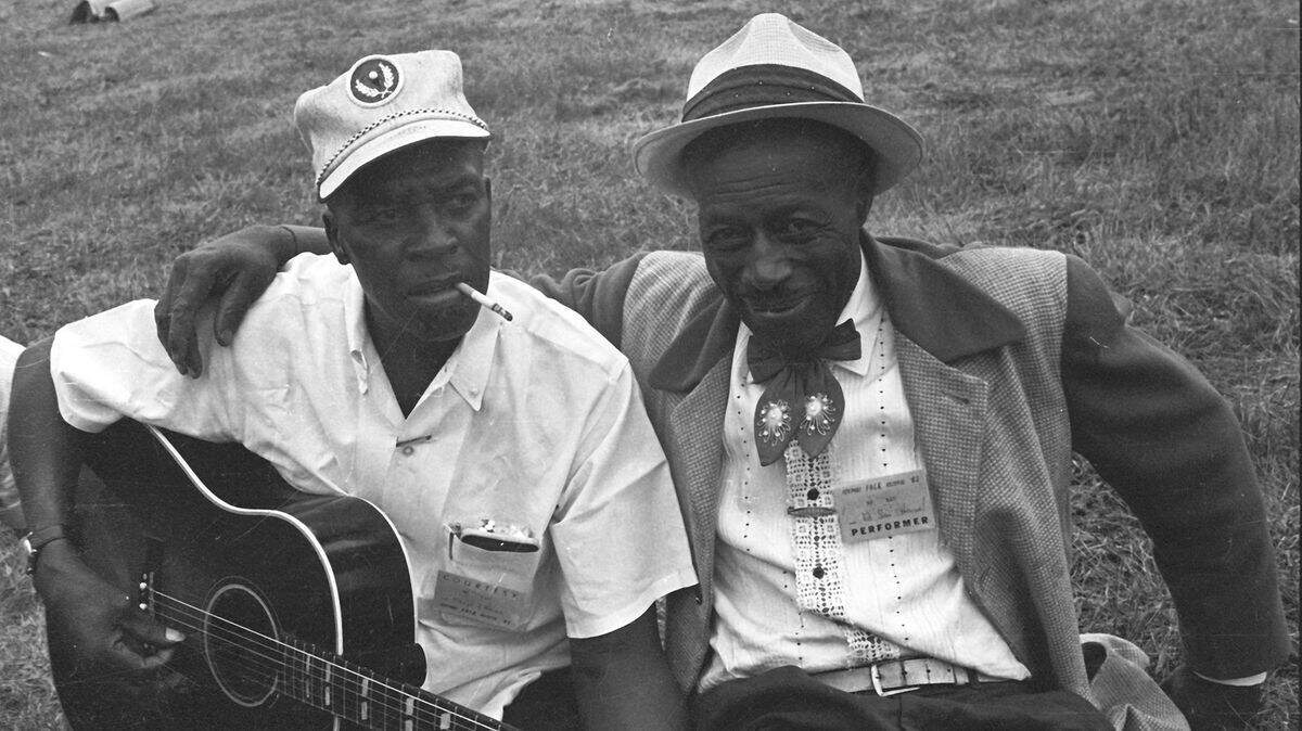 Son House, left, and Skip James from the Reel South documentary “Two Trains Runnin’.”