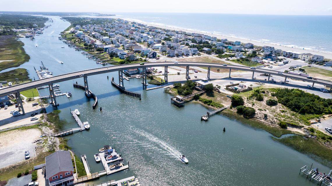 An aerial view of Holden Beach.