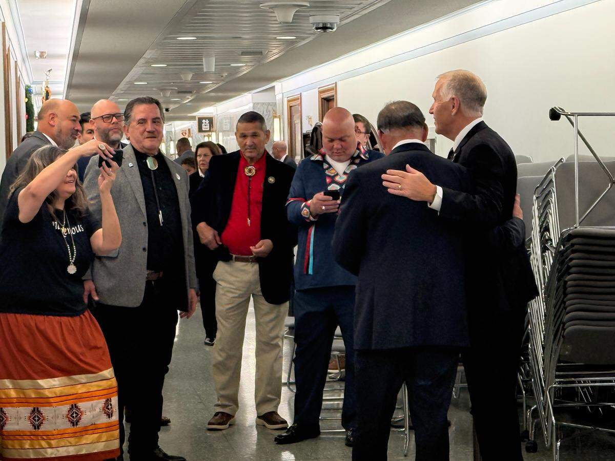 The Lumbee Tribe of North Carolina gathered outside of Sen. Thom Tillis’ office in Washington and took photos with the lawmaker just hours before the passage of a bill they fought for for 137 years.
