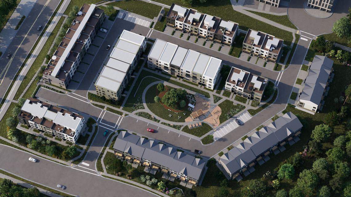 An aerial view of Coker Place in Chapel Hill. It sits on a 7.3-acre site at 710 Estes Drive.