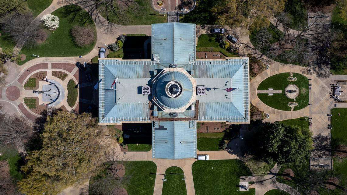 An aerial view of the NC State Capitol Tuesday, March 14, 2022.