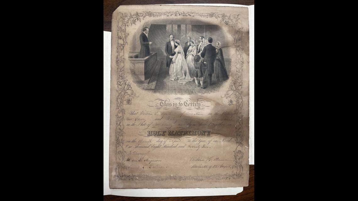This marriage certificate for a New Jersey couple is dated April 11, 1875