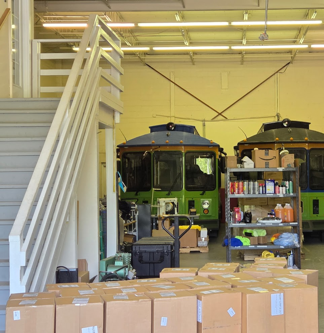 In September 2024 someone took a photo of what appears to be the two Cary trolleys sitting in a warehouse reported to be in downtown Cary. Renee Miller, a Cary Town Council candidate, surfaced questions about their journey in October of this year.