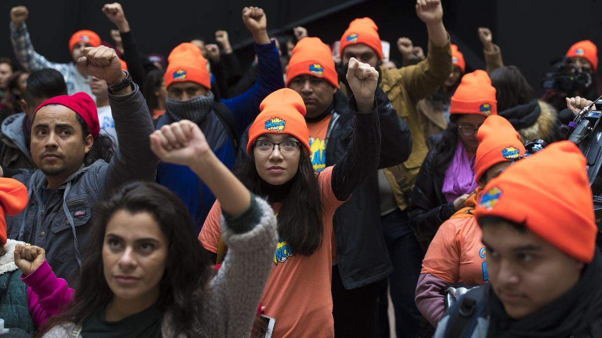 Protesters demonstrate in Washington in 2018 over the fate of the Deferred Action for Childhood Arrivals program.