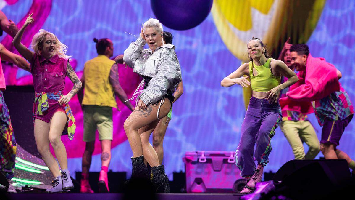 PINK in concert at Raleigh, N.C.’s Lenovo Center, Monday night, November 11, 2024.