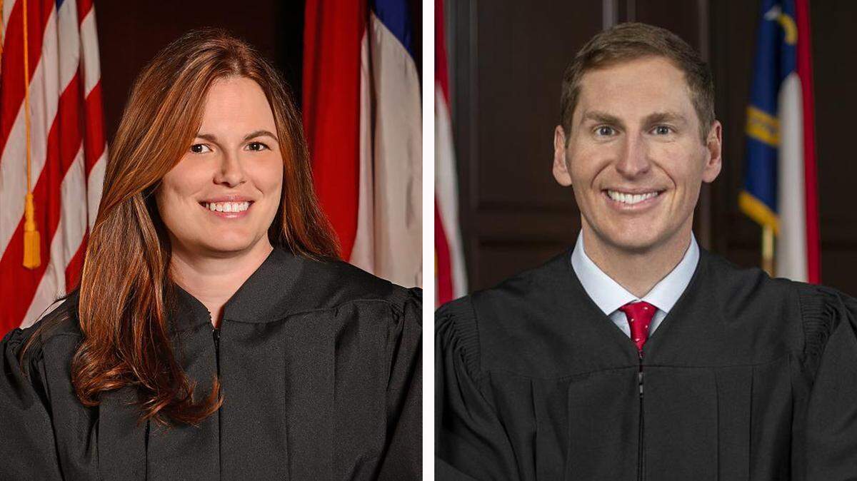 North Carolina Supreme Court Justice Allison Riggs, a Democrat, and N.C. Court of Appeals Judge Jefferson Griffin, a Republican, face each other in the 2024 election for Supreme Court.