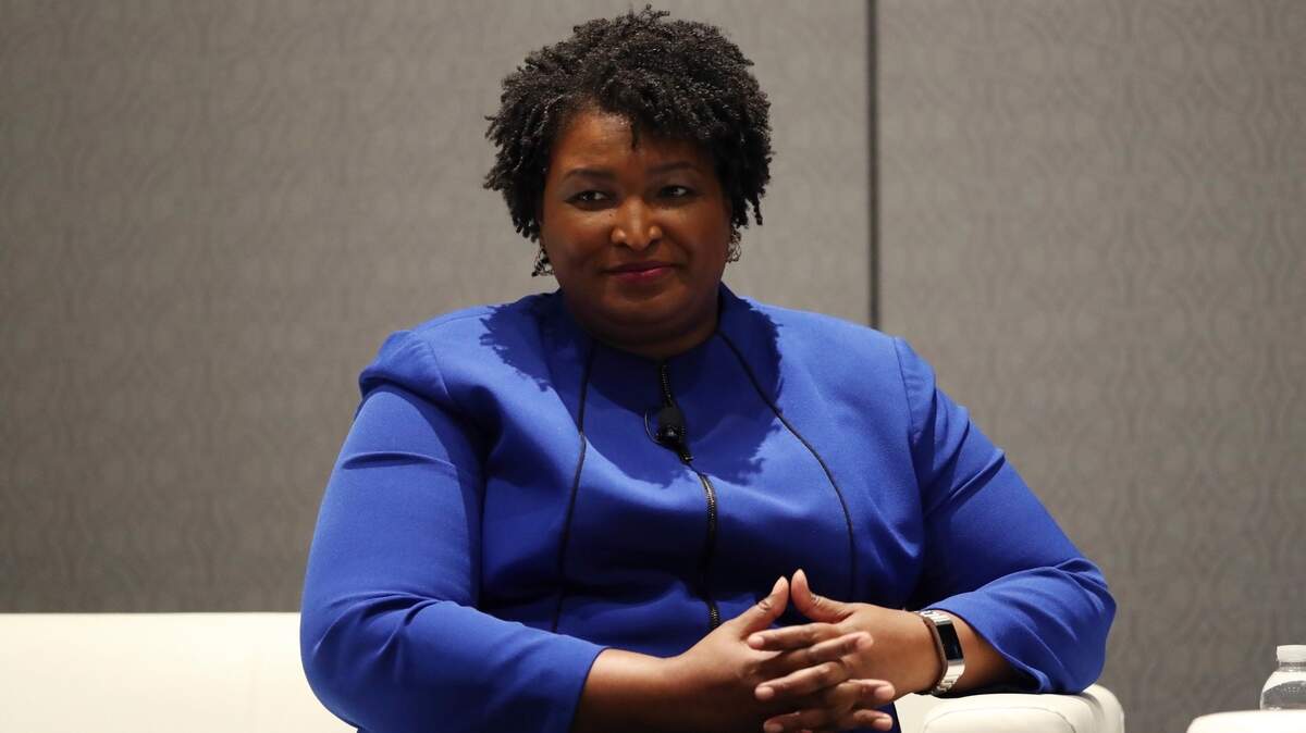 Georgia gubernatorial candidate Stacey Abrams addresses attendees at the National Association of Black Journalists, Friday, Aug. 3, 2018, in Detroit.