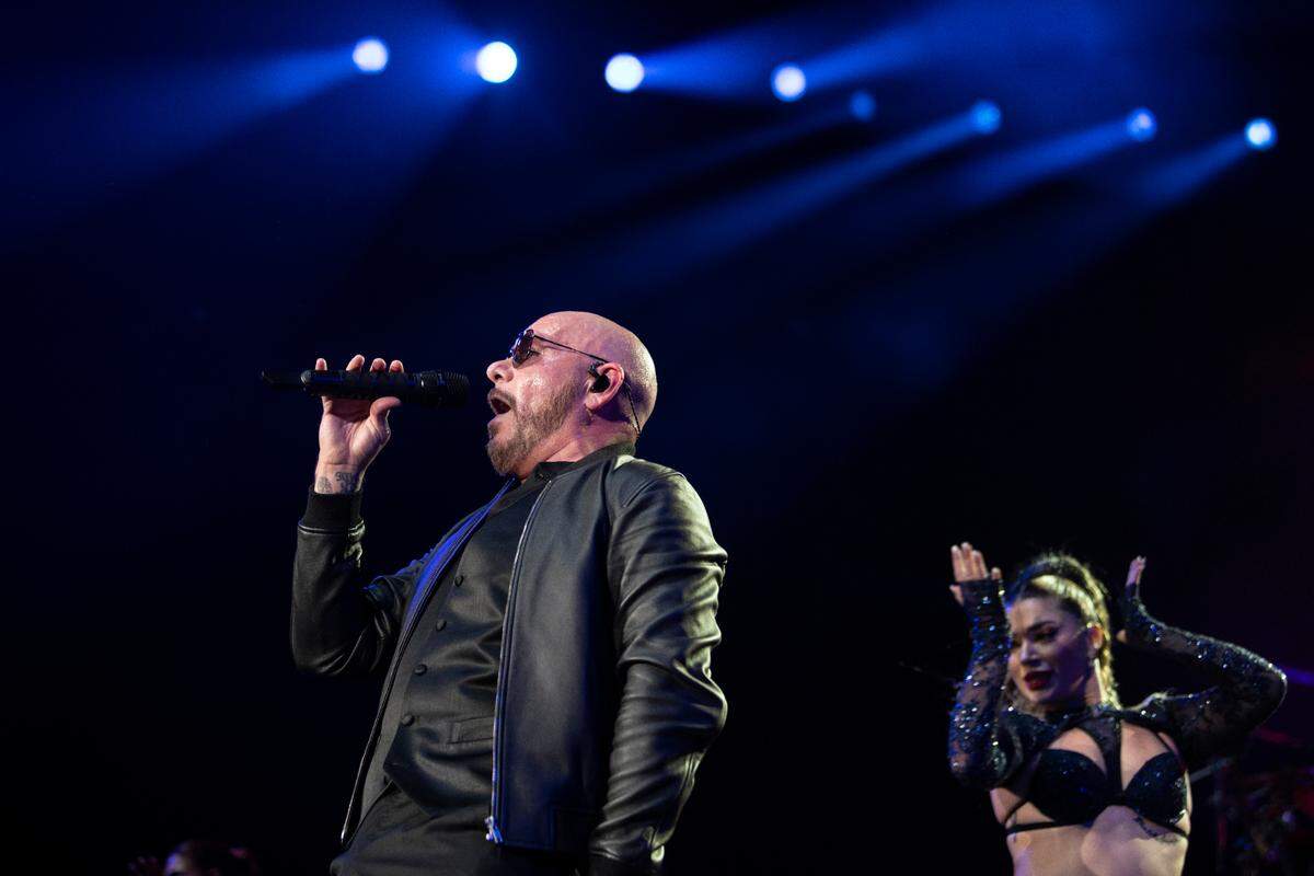 Pitbull opens his “Can’t Stop Us Now Tour” with Iggy Azalea at Coastal Credit Union Music Pavilion at Walnut Creek in Raleigh, N.C., Thursday night, July 28, 2022.