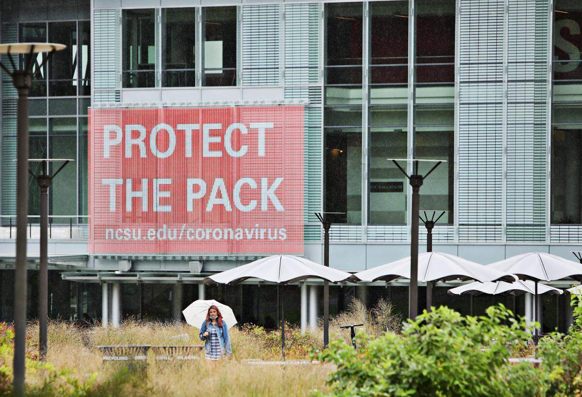 There were few people outside Talley Student Union on the N.C. State University campus on Wednesday, Sept. 9, 2020.