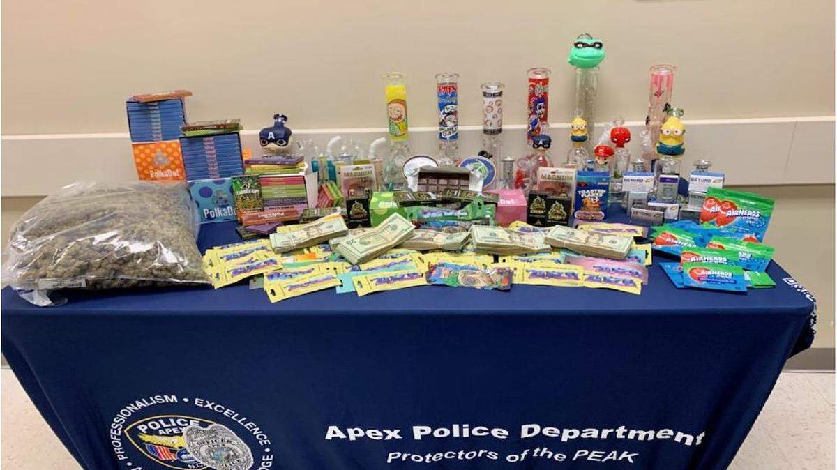 After a months-long investigation, the Apex Police Department executed a search warrant at Apex Tobacco and Vape on Nov. 4, 2022, and recovered narcotics packaged as items resembling name-brand foods.