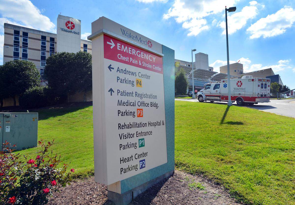An ambulance arrives at the Emergency Room at WakeMed off of New Bern Avenue in 2013.