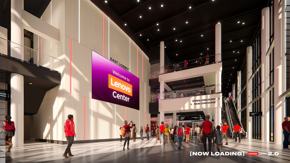 A rendering of planned Lenovo Center renovations in Raleigh, N.C.