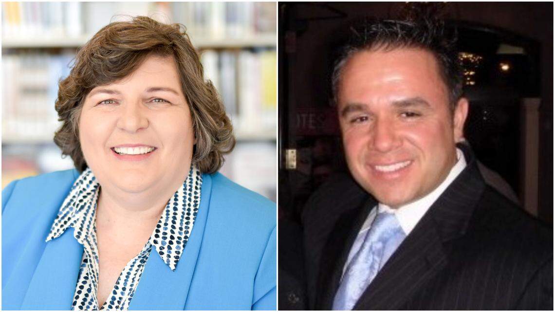 Democrat Vickie Adamson, left, is running for re-election against Republican Faruk Okcetin for the Wake County Commissioner District 7 seat.