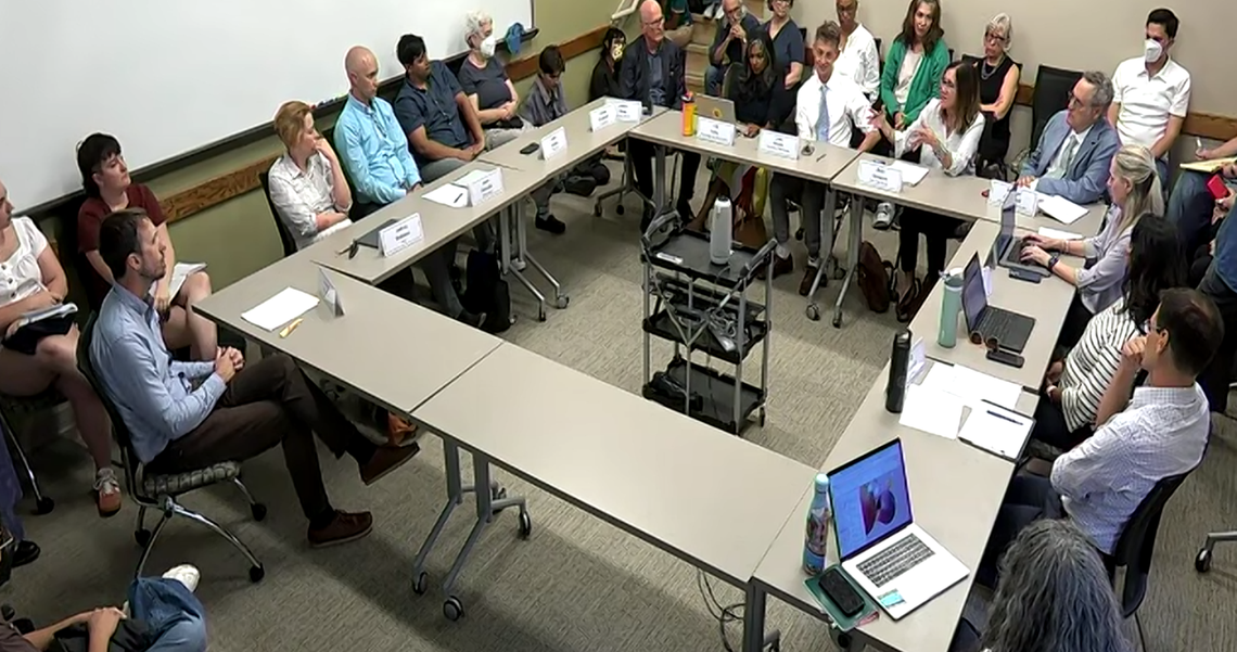 The UNC-Chapel Hill Faculty Executive Committee meets Monday, Aug. 25, 2025, where they discussed the removal of a student-created, pro-Palestinian mural from a campus building.