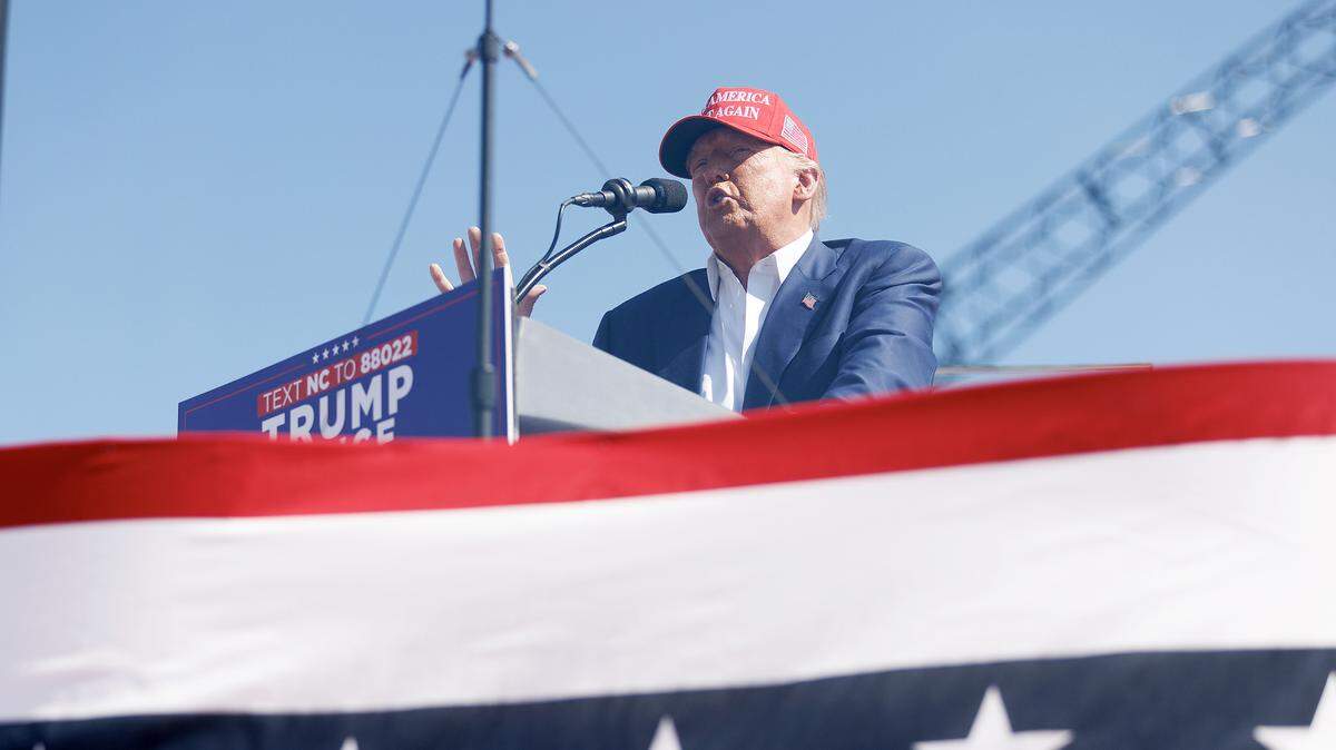 Former President and current Republican candidate for president Donald Trump speaks at a rally in Wilmington, N.C. on Saturday, Sept. 21, 2024.