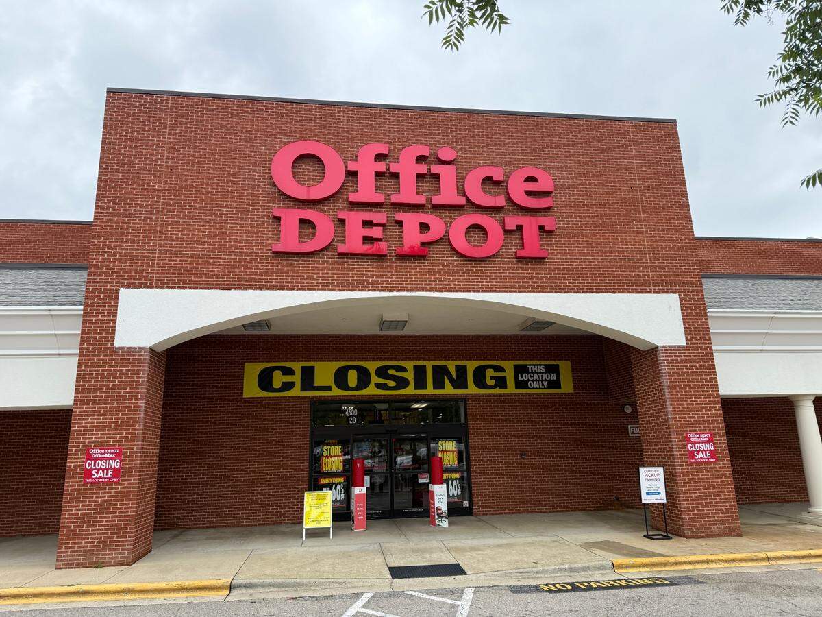 The Office Depot at 4500 Falls of Neuse Road in Raleigh is closing in June 2025.