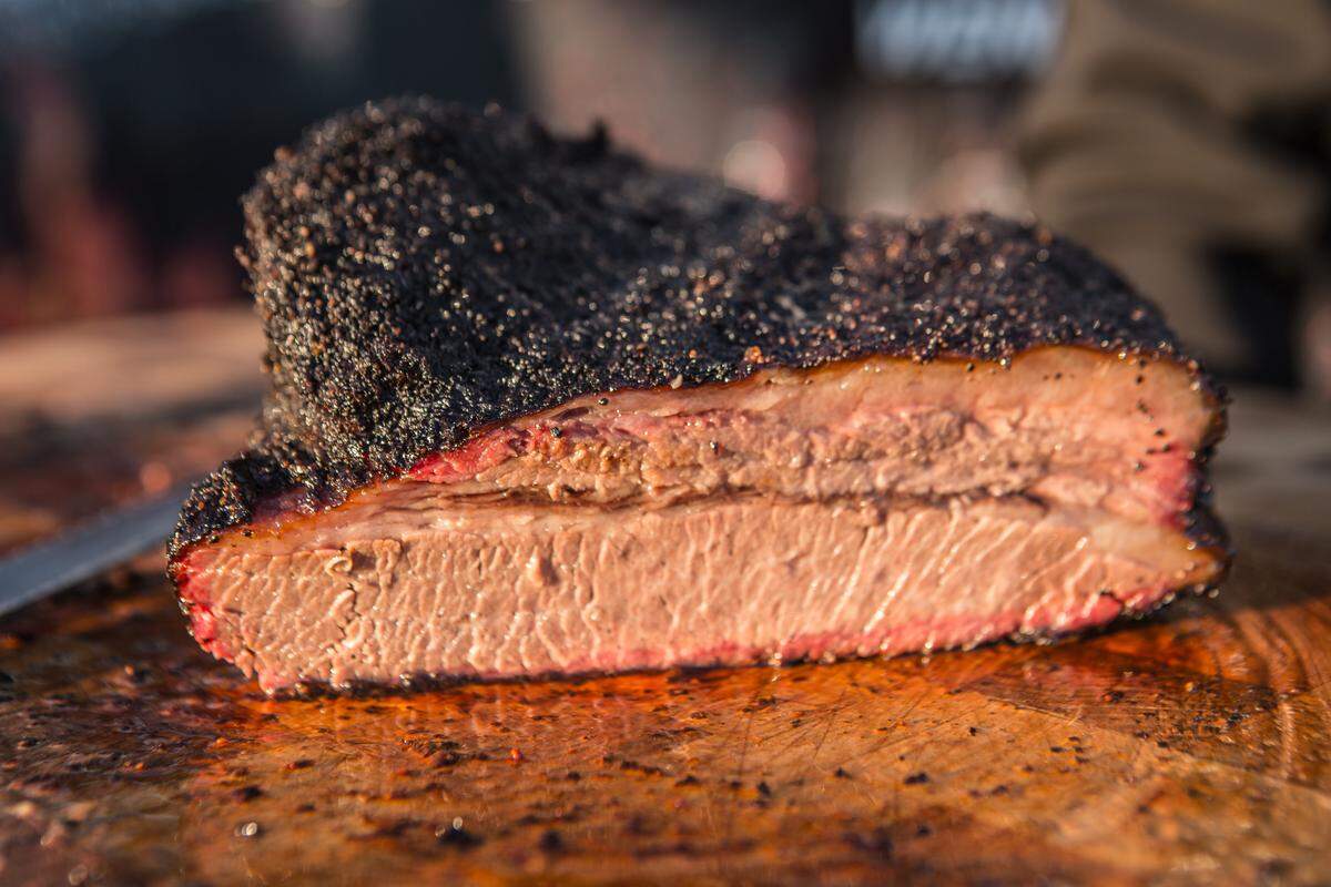 Pitmaster Chris Prieto uses different woods on different meats at his restaurant Prime BBQ. Brisket gets the oak treatment.