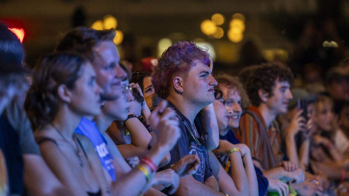 Fans watch as Pavement performs Thursday, Sept. 7 2023 at City Plaza in Raleigh during the annual Hopscotch Music Festival.