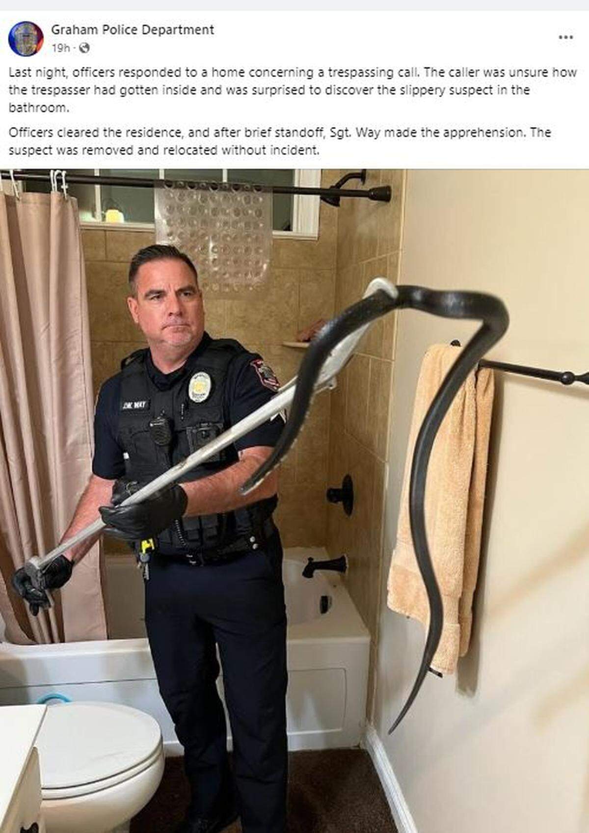 The Graham Police Department post had generated over 100 comments and over 80 shares by Monday morning.