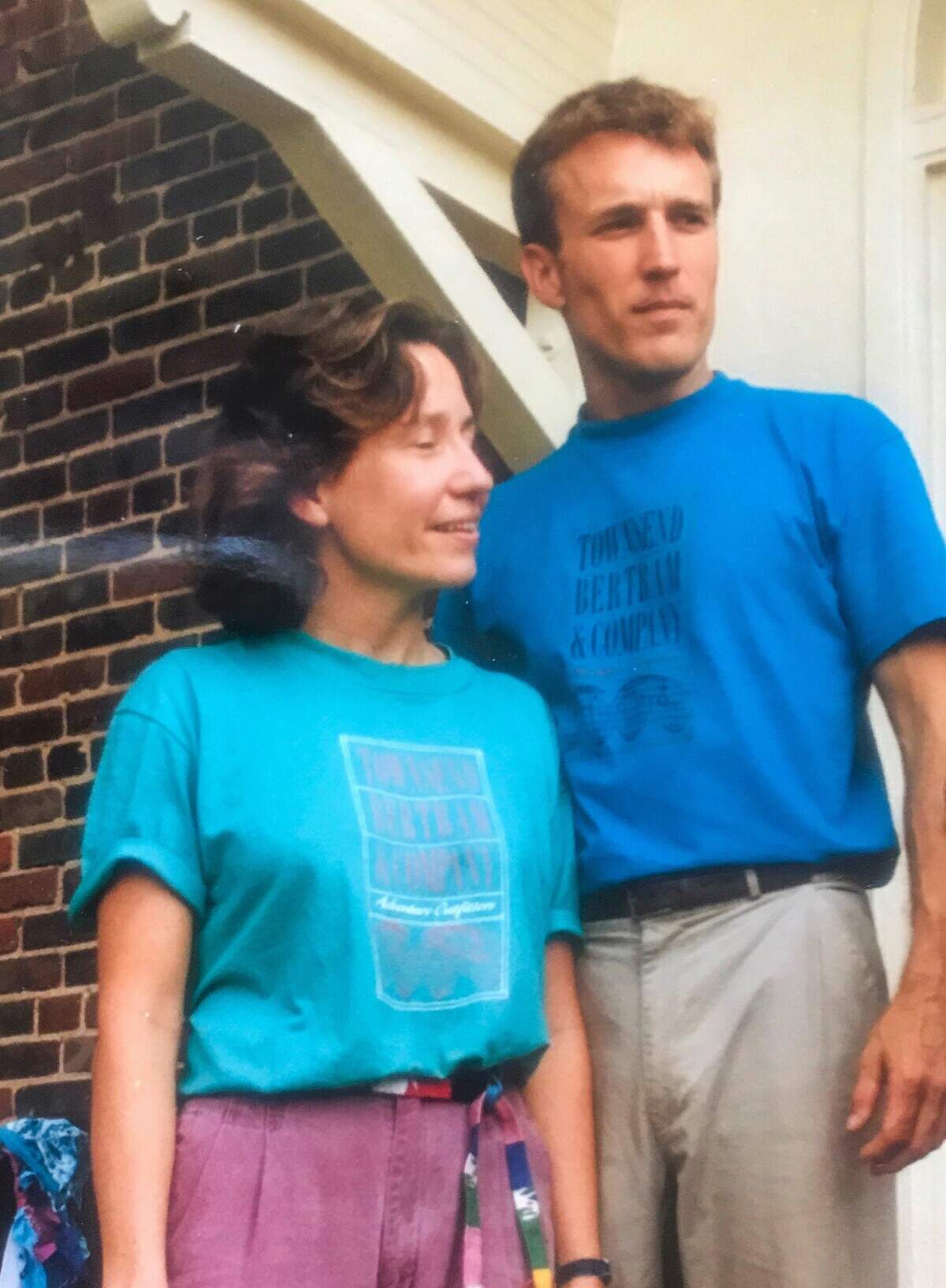 Scott Bertram and his wife, Audrey Townsend, pose outside the family business, Townsend, Bertram & Co. on the store’s opening day. Scott Bertram died in July 2017 and left his daughter Betsy Bertram a hand-carved desk. The desk went missing in a move but was found and returned to her.