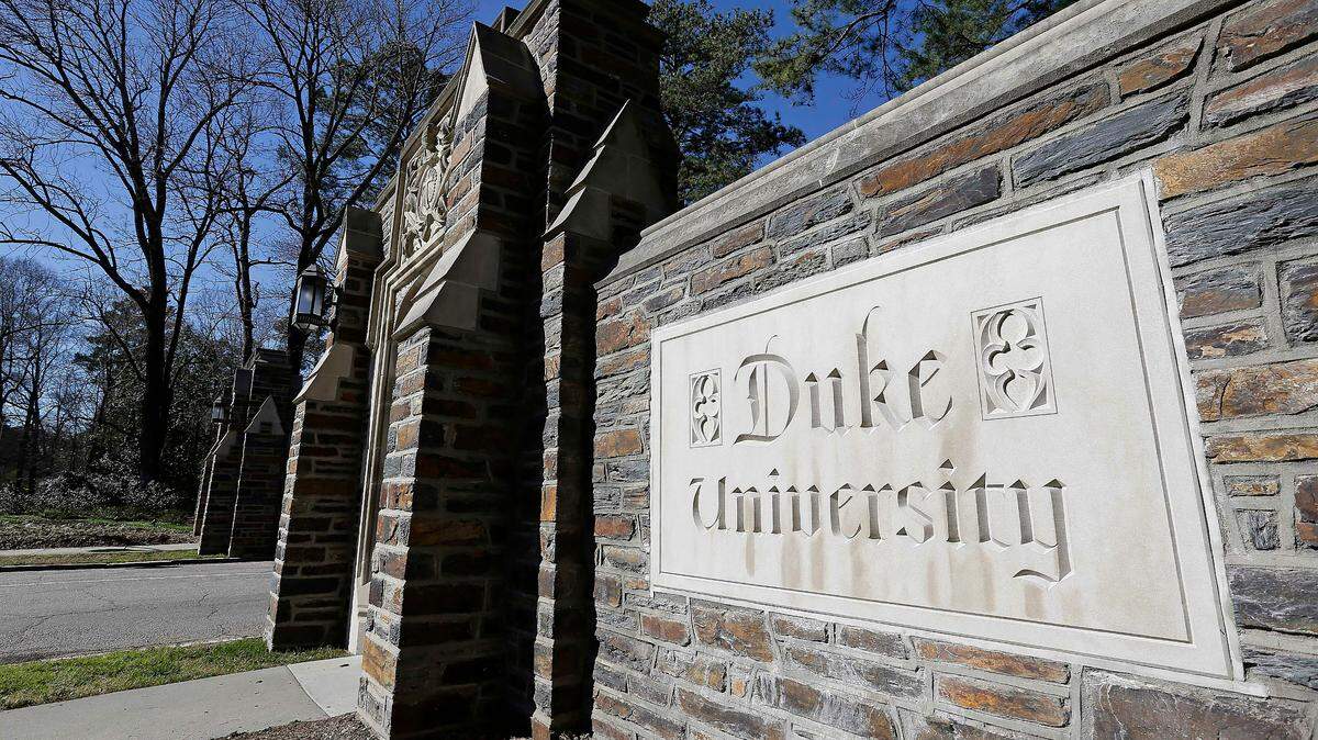The entrance to the main Duke University campus in Durham.