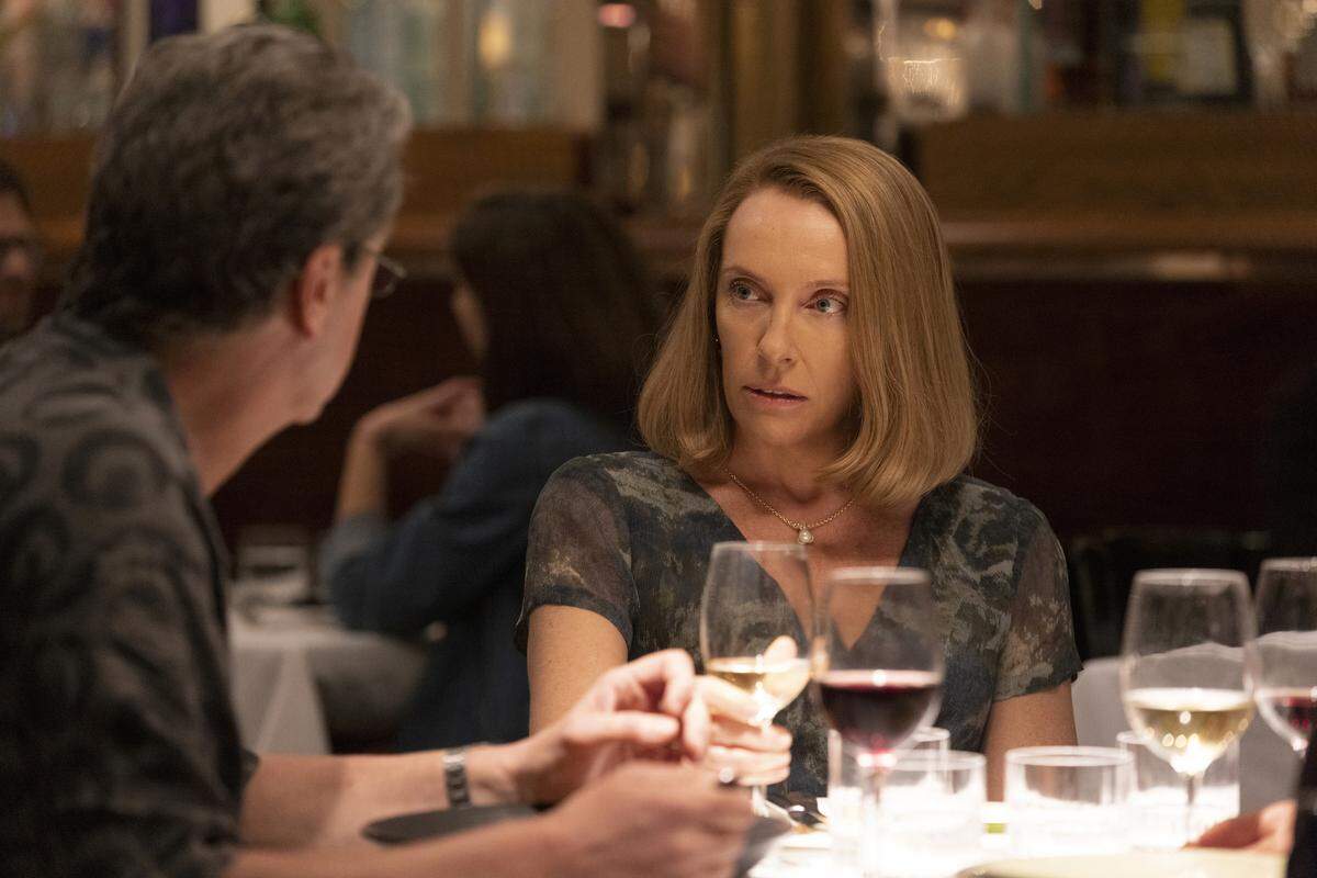 Colin Firth as Michael Peterson and Toni Collette as Kathleen Peterson in the HBO Max series “The Staircase.”
