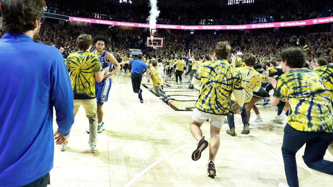 The ACC doesn’t punish schools for court storms. What do other college conferences do?