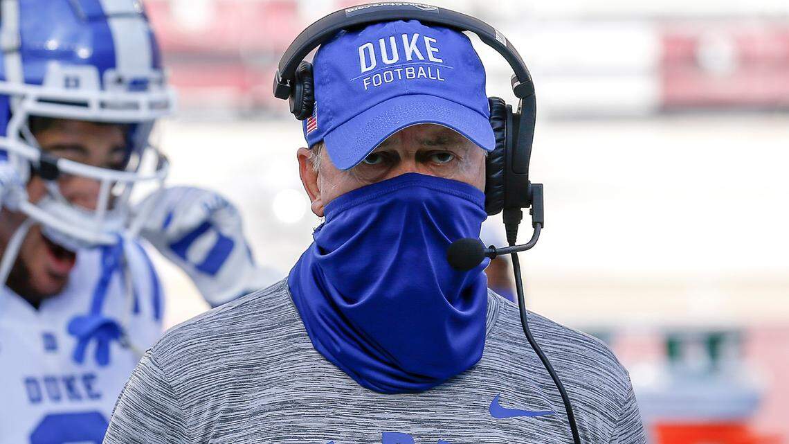 TALLAHASSEE, FL - December 12: Head Coach David Cutcliffe of the Duke Blue Devils during the game against the Florida State Seminoles at Doak Campbell Stadium on Bobby Bowden Field on December 12, 2020 in Tallahassee, Florida. (Photo by Don Juan Moore/Character Lines)