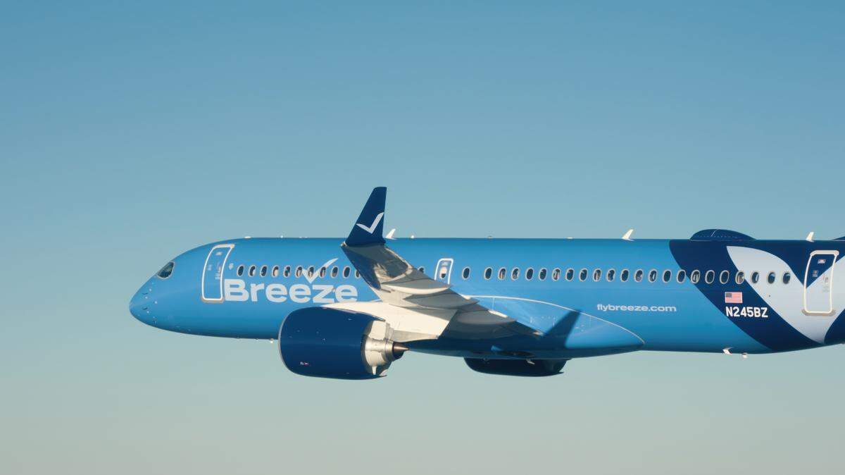 Breeze Airways will add three more routes from Raleigh-Durham International Airport on Airbus A220-300 aircraft.