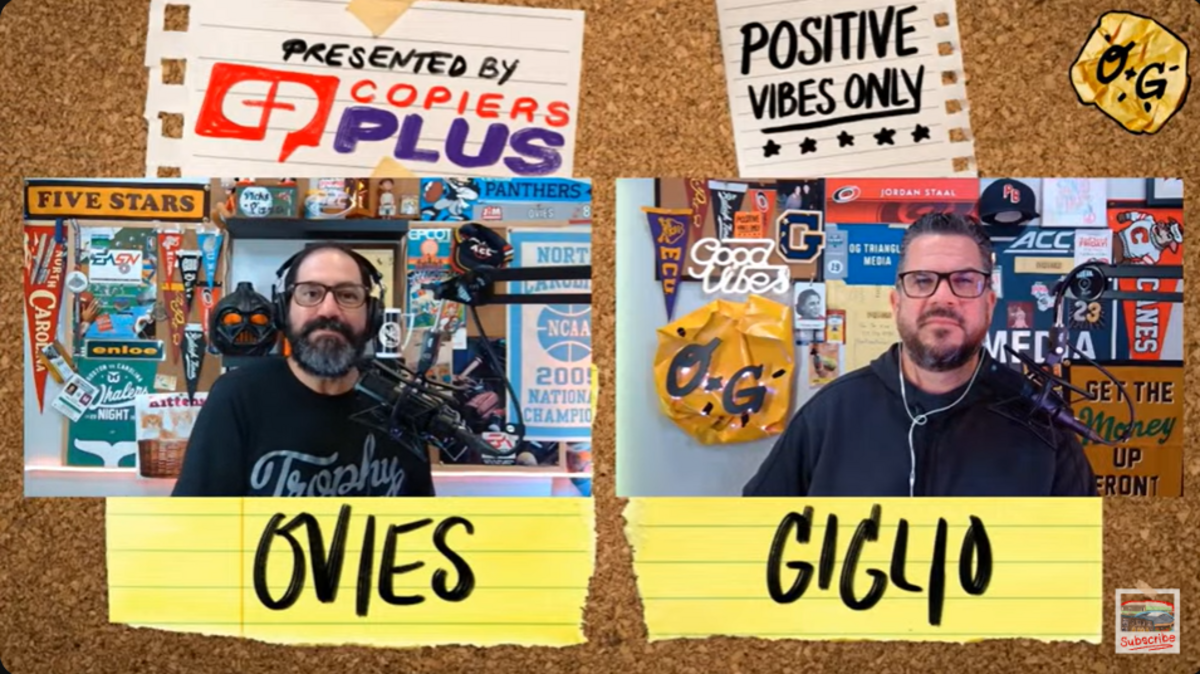 Joe Ovies (left) and Joe Giglio (right) on the Ovies + Giglio podcast.