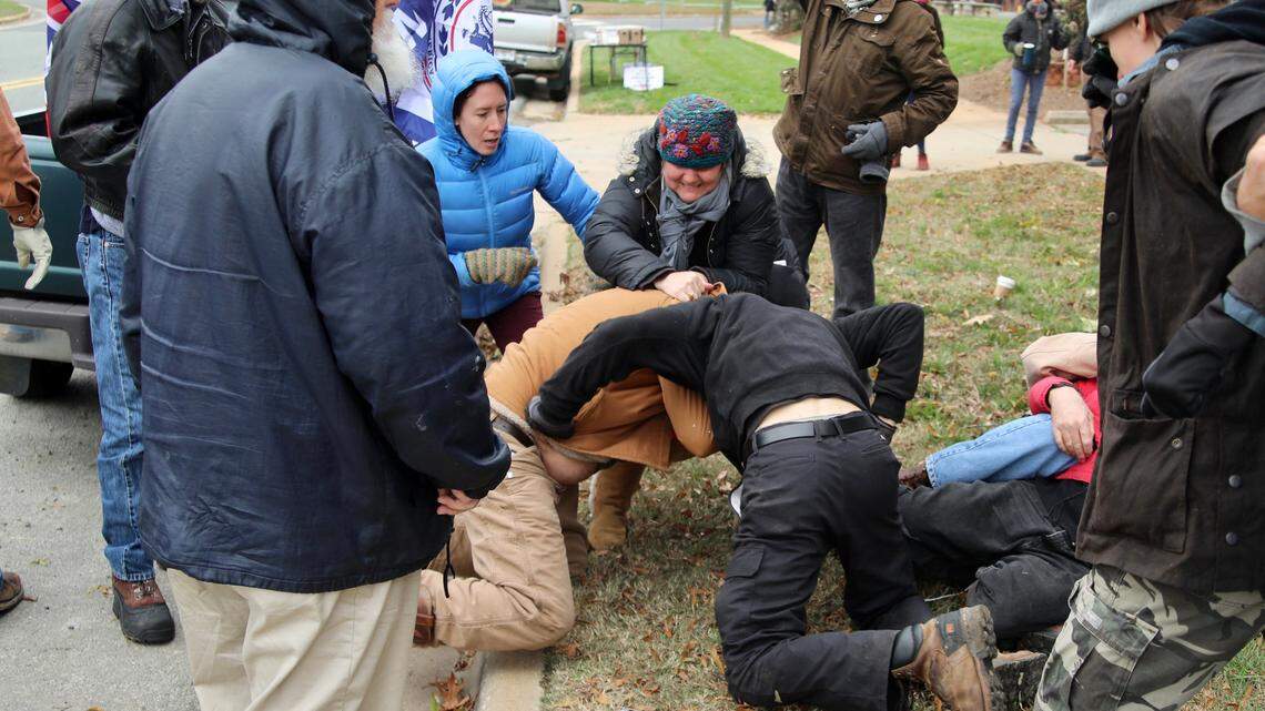 Fight breaks out among protesters near Confederate statue in Pittsboro