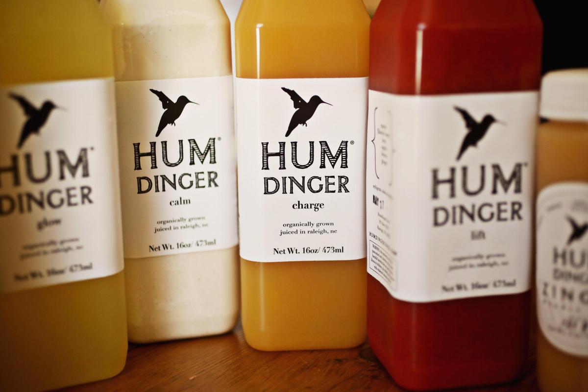 Humdinger sells a varied list of all-organic cold-pressed juices at their small takeout shop in Raleigh in addition to offering weekly subscriptions.