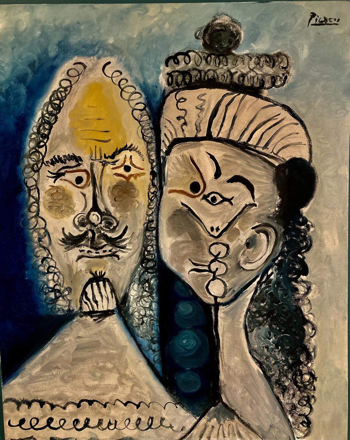 A replica of Picasso’s “Woman and a Musketeer,” painted in 2023 to recreate the original 1967 painting stolen from Boston Logan Airport, a saga now recalled in Whit Rummel’s book “The Accidental Picasso Thief.”