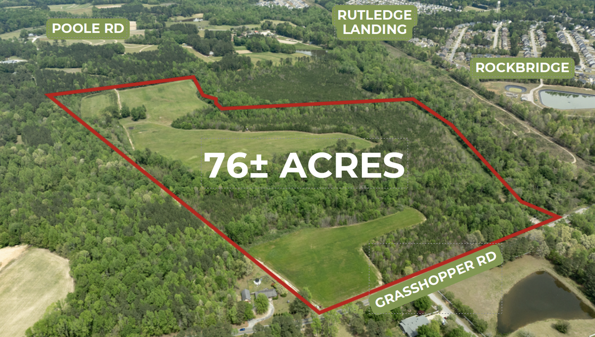 Roughly 76 acres of mostly forested land at 5805 Grasshopper Road sold for $2.8 million.