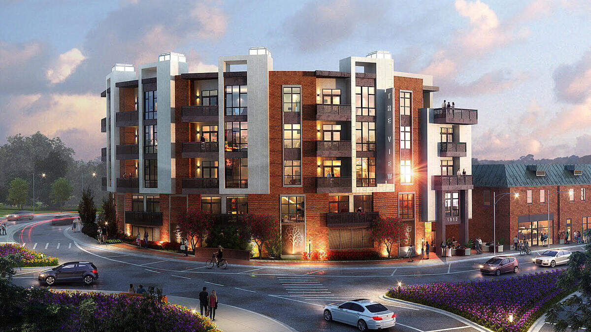 A rendering for the five-story condominium project on Hillsborough Street called The View on Pullen Circle. The project is backed by the developers of the nearby Aloft Hotel and the Paramount condo building in Glenwood South.