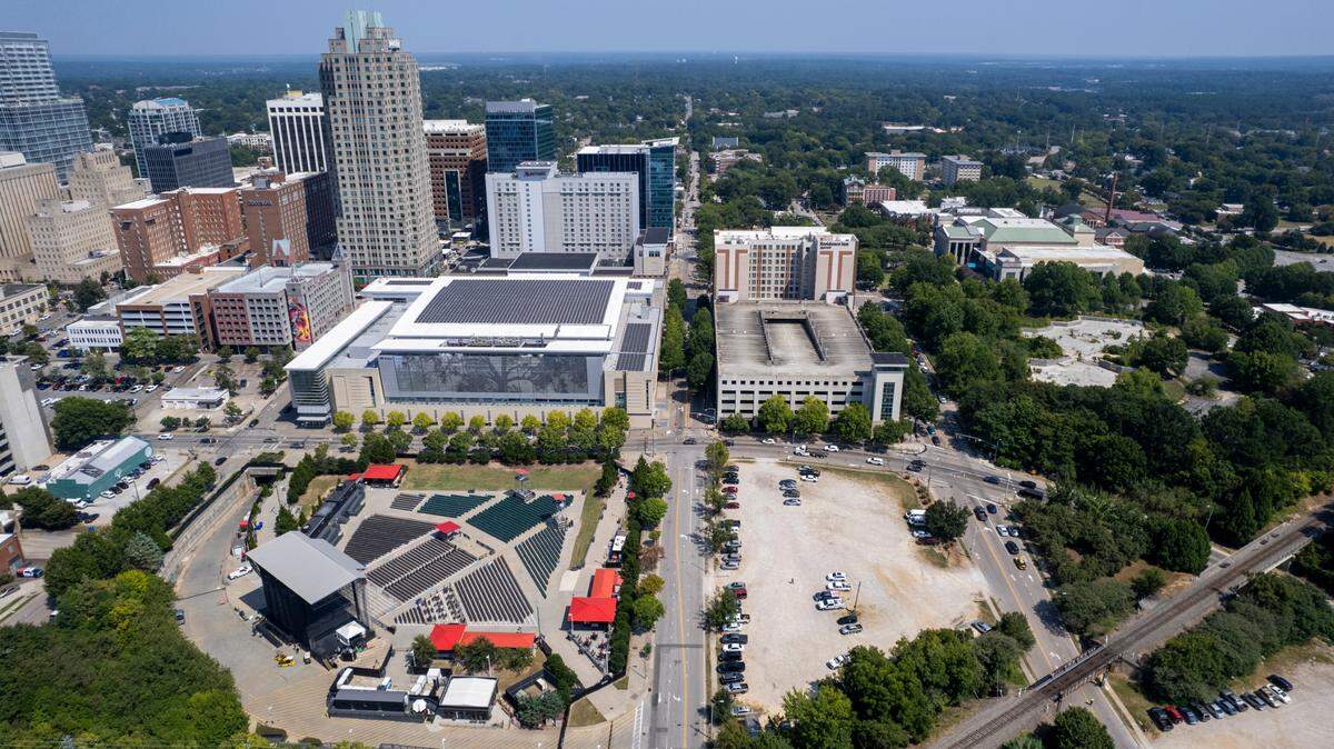 An aerial view of downtown Raleigh on Wednesday, August. 28, 2024.