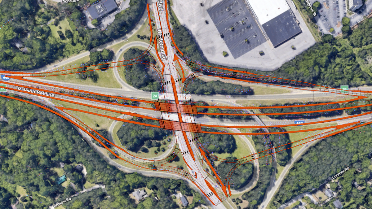 NCDOT plans for the Western Boulevard interchange at the Beltline in Raleigh.