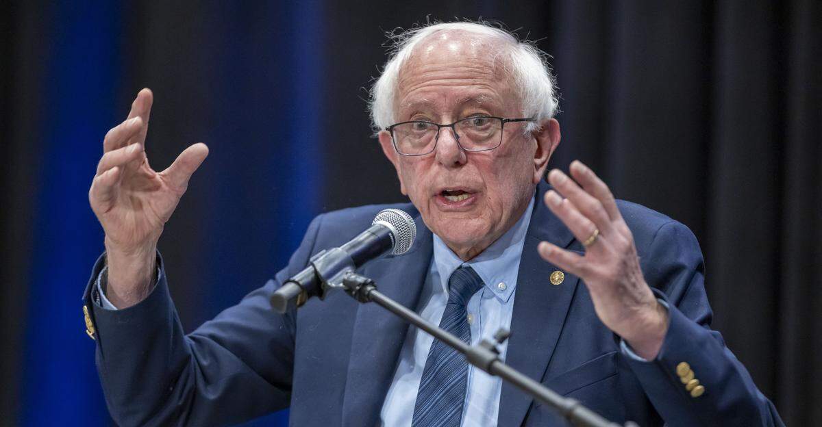 US Senator Bernie Sanders speaks at the Durham Convention Center, during his “Fighting Oligarchy” tour on Friday, February 13, 2026 in Durham, N.C. 