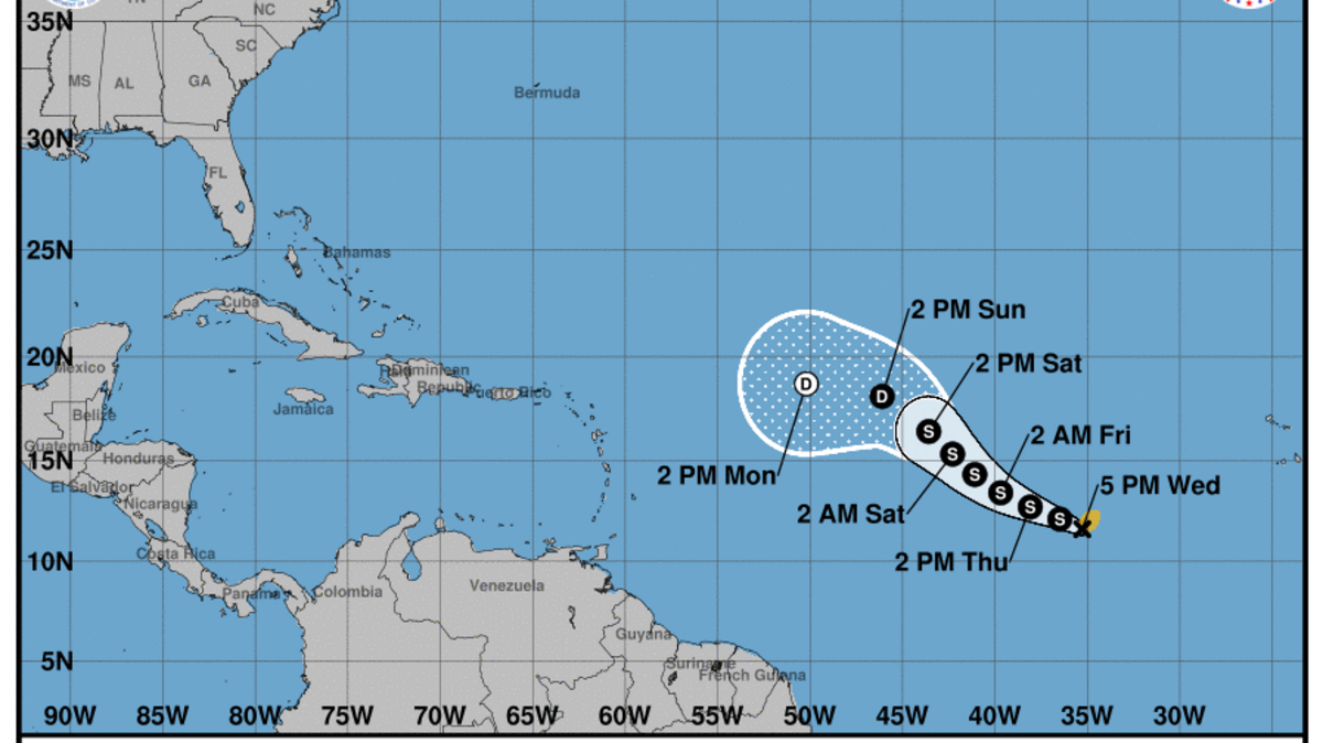 Tropical Storm Sean formed in the Atlantic Wednesday from a low-pressure system that had been stirring off the coast of Africa for days. Forecasters say Sean will likely strengthen a bit, then weaken as it moves west across the ocean.
