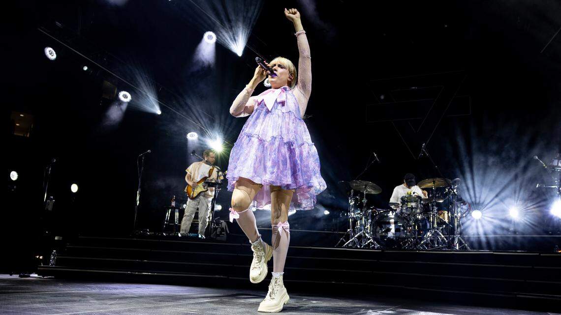 Rainbow Kitten Surprise in concert at Raleigh, N.C.’s Lenovo Center, Saturday night, Oct. 26, 2024.