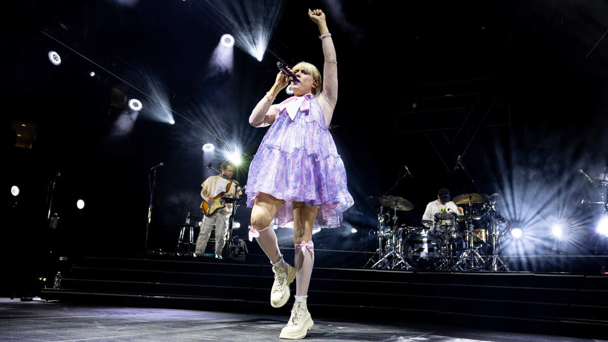 Rainbow Kitten Surprise in concert at Raleigh, N.C.’s Lenovo Center, Saturday night, Oct. 26, 2024.