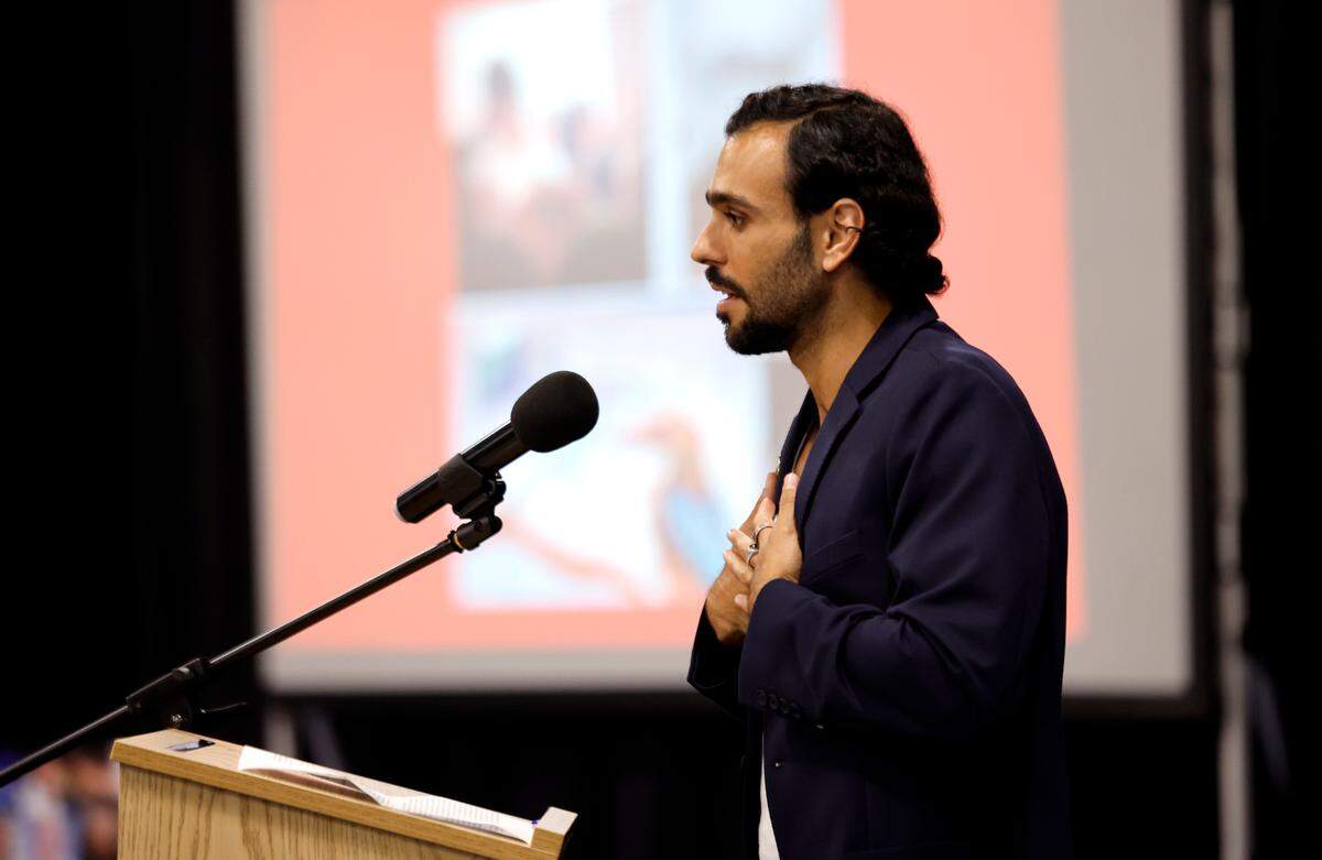 Sagi Gabay recounts surviving the October 7, 2023, attack on Israel by Hamas while attending the NOVA music festival. More than 380 people who attended the festival were killed. Gabay spoke during an October 7th Commemoration presented by the Jewish Federation of Greater Raleigh Monday, Oct. 7, 2024. Over 500 people gathered to commemorate the one year anniversary of the attack.
