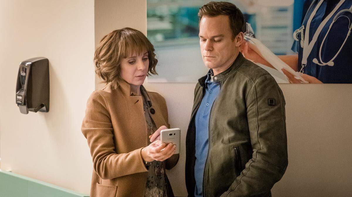 Amanda Abbington, left, and Michael C. Hall in the Netflix series "Safe."