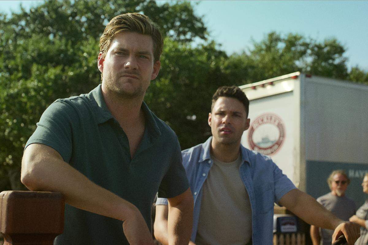Jake Weary and Rafael Silva in “The Waterfront” on Netflix.