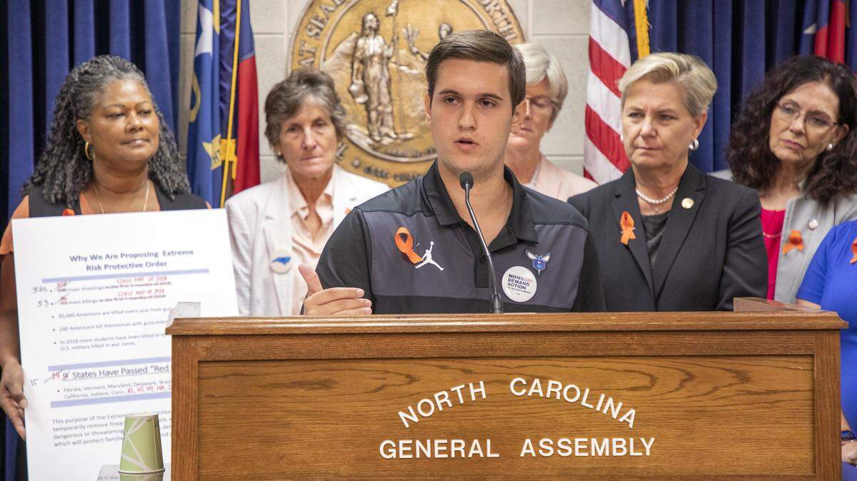 Drew Pescaro, a survivor of the mass shooting at UNC Charlotte in April 2019, speaks during an October 2019 press conference in Raleigh. On Wednesday, Aug. 19, 2020, Pescaro posted a first-hand account of the “horrors” he says unfolded in the classroom.