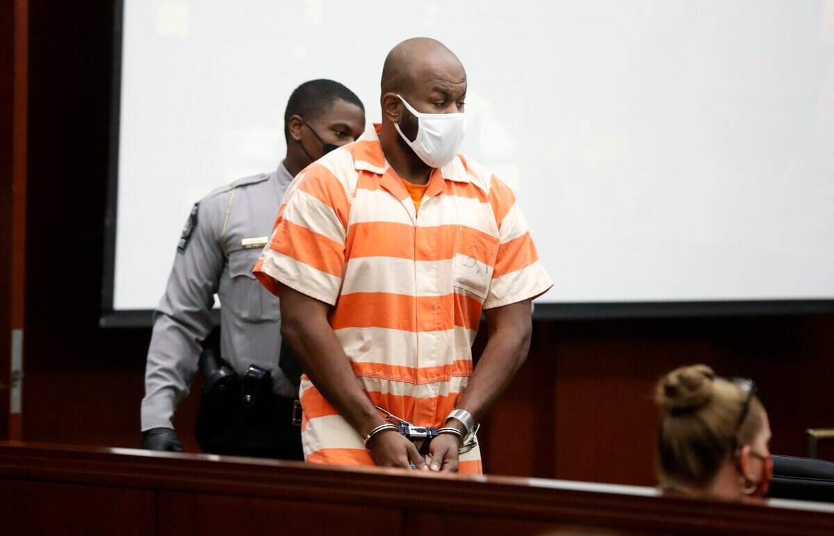 Justin Fernando Merritt makes a first appearance Friday, Sept. 18, 2020, on murder charges of Andy Banks. On Tuesday, Merritt was previously charged with felonies connected to Banks’ disappearance including robbery and larceny of motor vehicle.