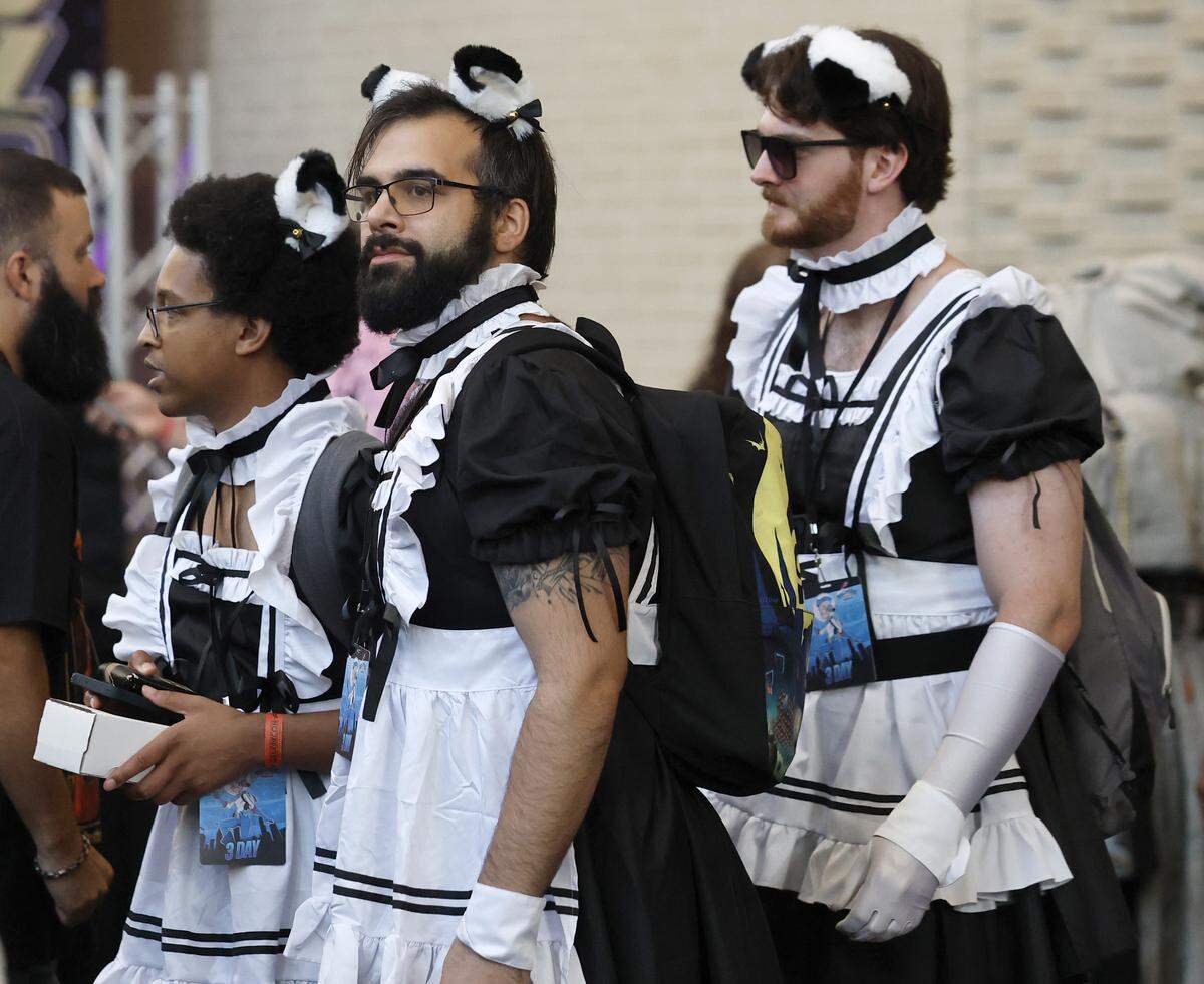 From left Malik Richardson, Michael Johnson and Benjamin Rogers, all from Huntersville, attend GalaxyCon Raleigh at the Raleigh Convention Center Friday, July 25, 2025.